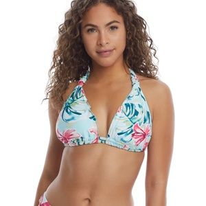 NWT WOMEN'S Birdsong Aloha Triangle Halter Bikini Top 32D